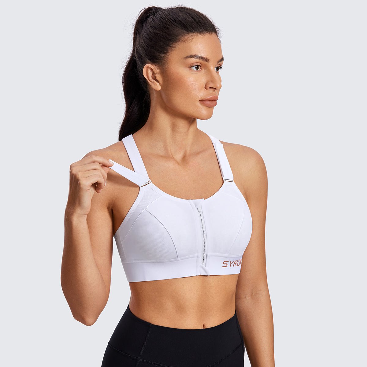 Zip Front Large Padded High Impact Sports Bra