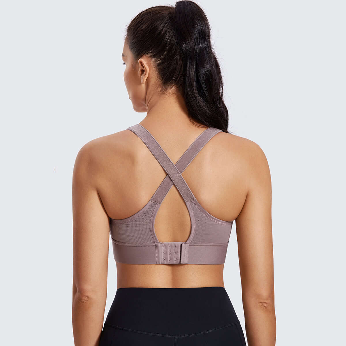 zip front large padded high impact workout bra all mocha 4