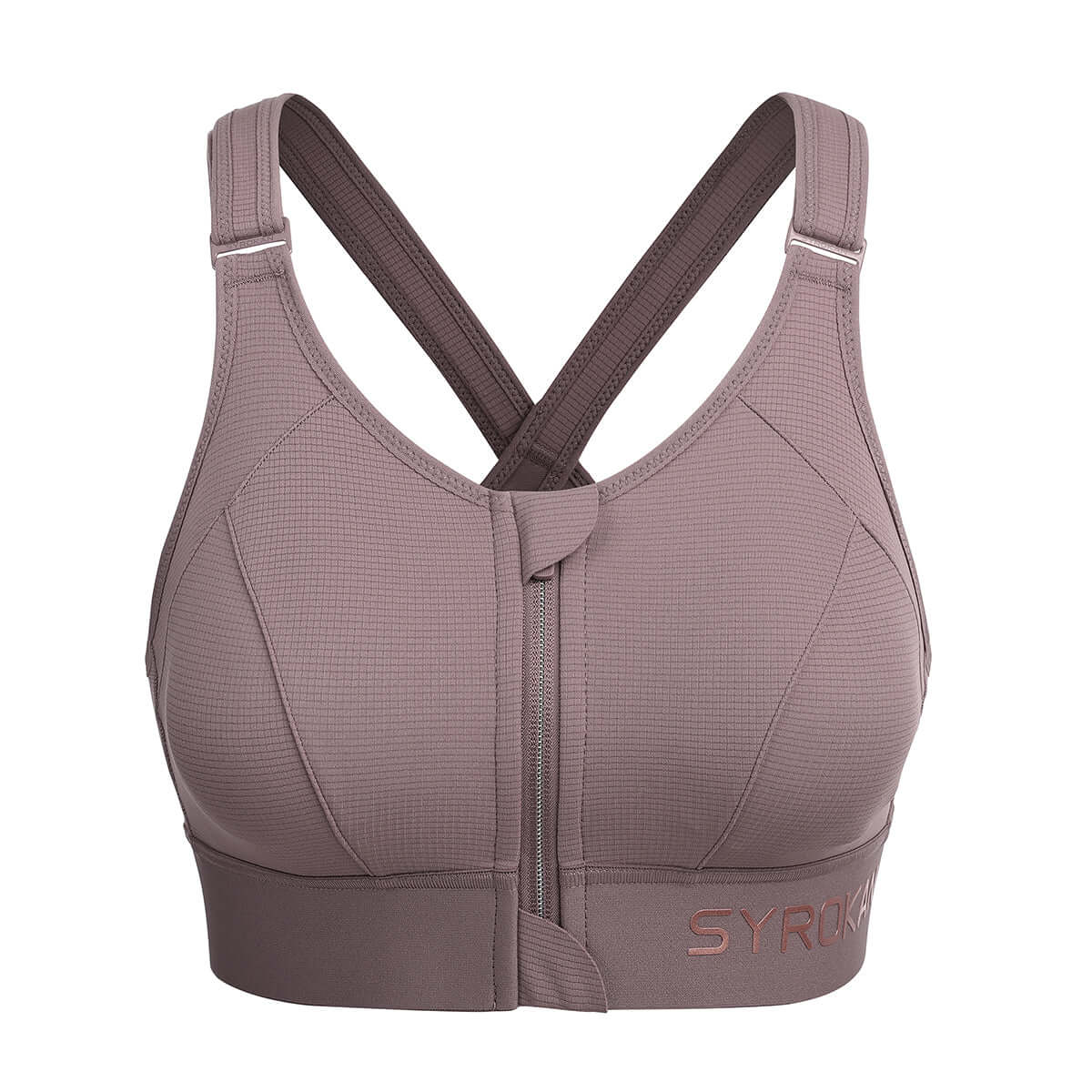 zip front large padded high impact workout bra all mocha 6