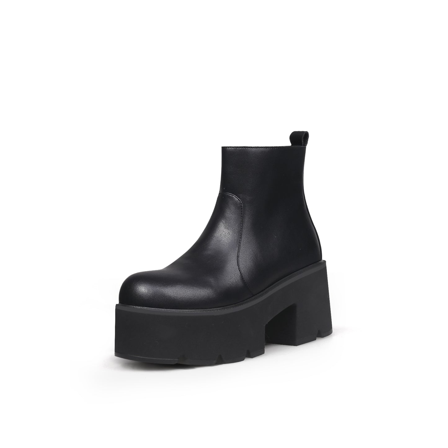 zipped thick heel black platform boots all black 2
