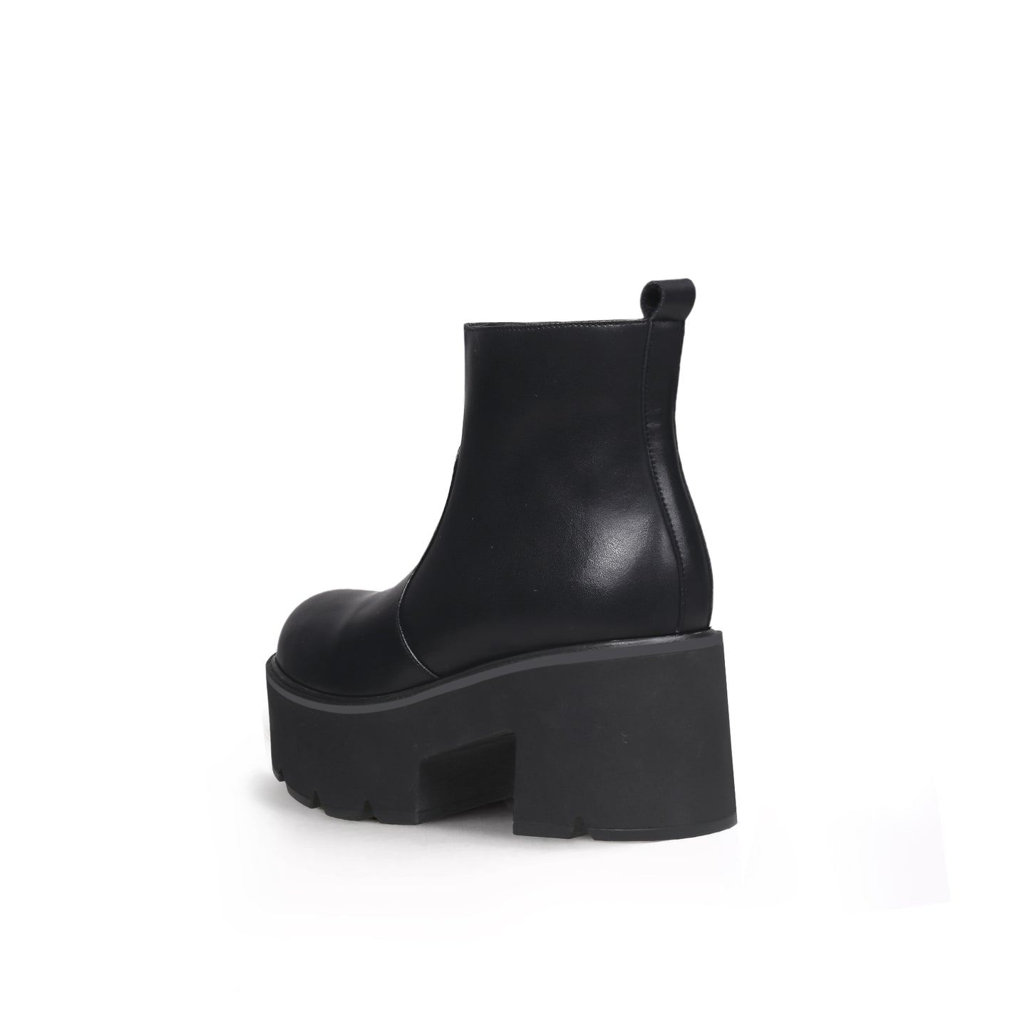 zipped thick heel black platform boots all black 3