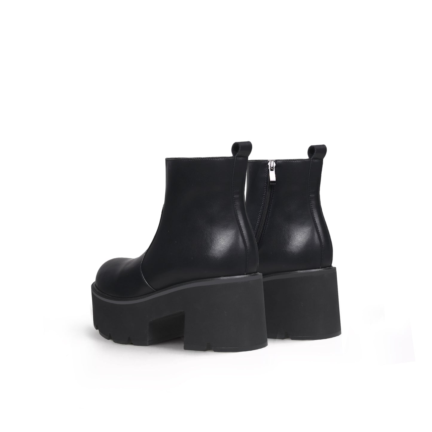 zipped thick heel black platform boots all black 4