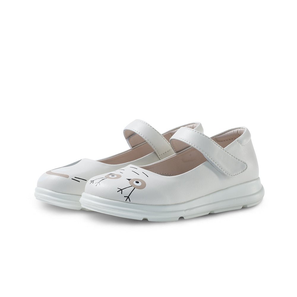 Zoo Animals Girls White Mary Jane Shoes - 0cm