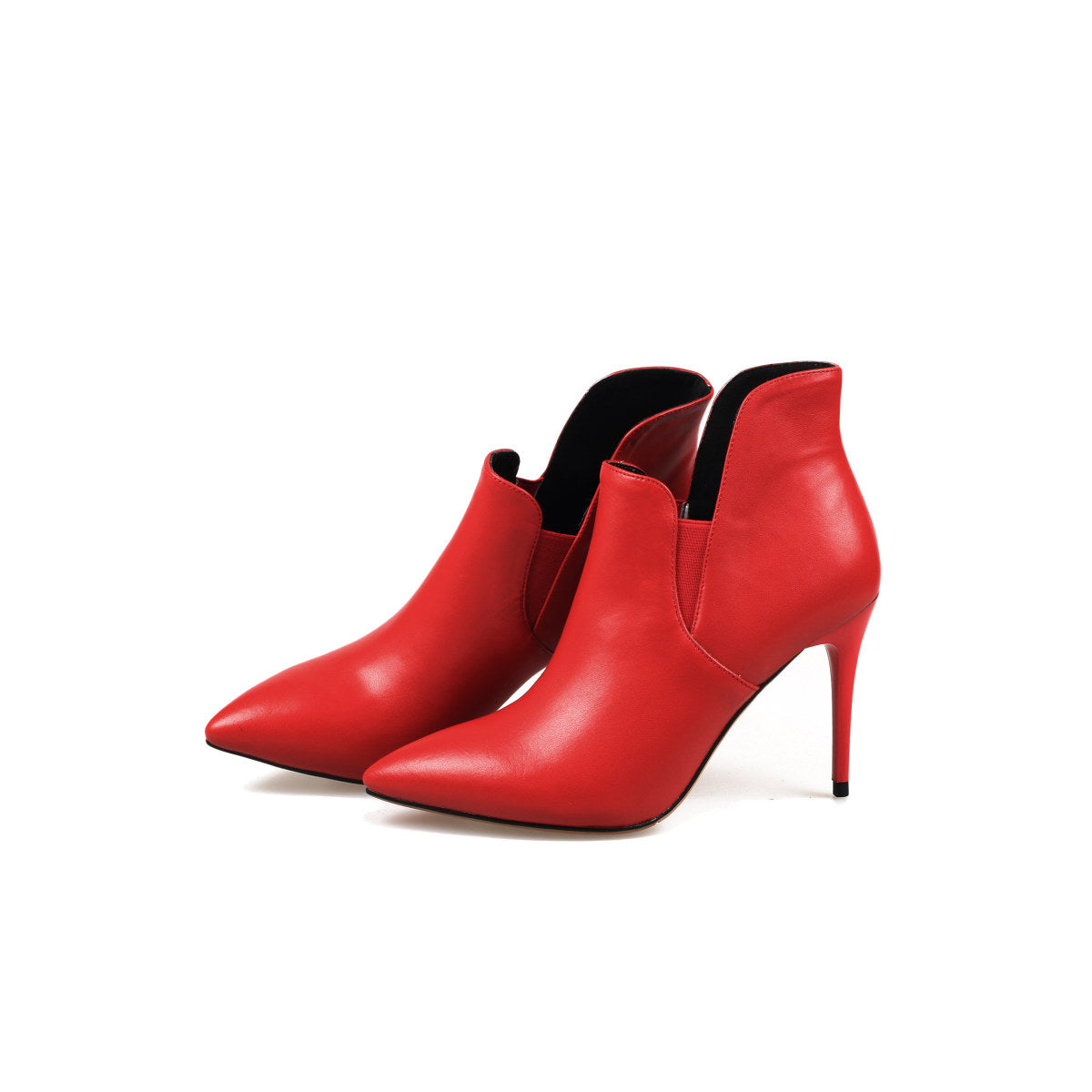 Lily Asymmetrical Leather Red Pumps