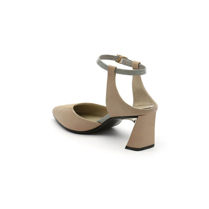 Pointed-Toe Faux Suede Apricot Sandals