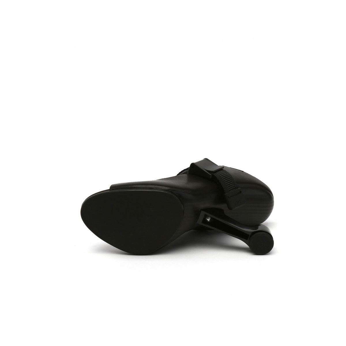 Open Toe Faux Leather Strip Accent Black Sandals