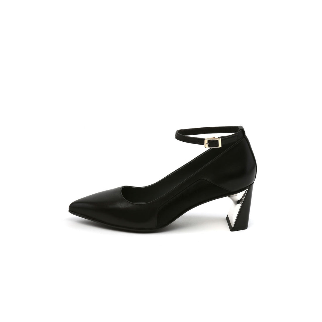Pointed-Toe Faux Suede Ankle-Strap Black Pumps