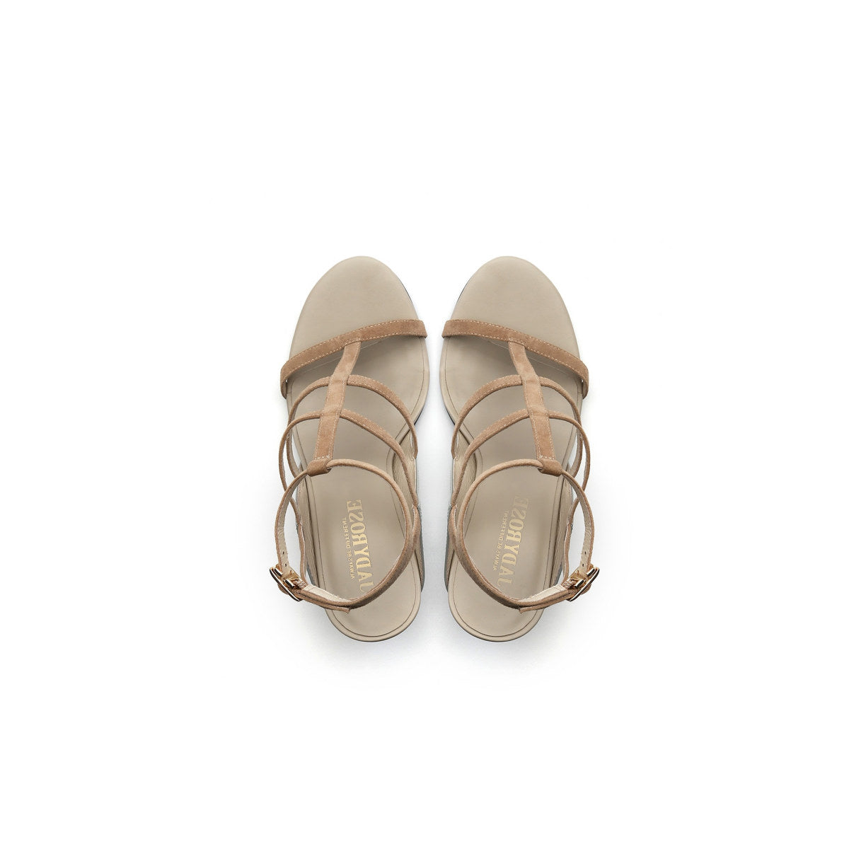 Open Toe Faux Leather Strip Accent Apricot Roman Sandals
