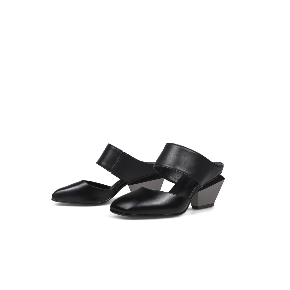 Smart Casual Strapped Black Mules