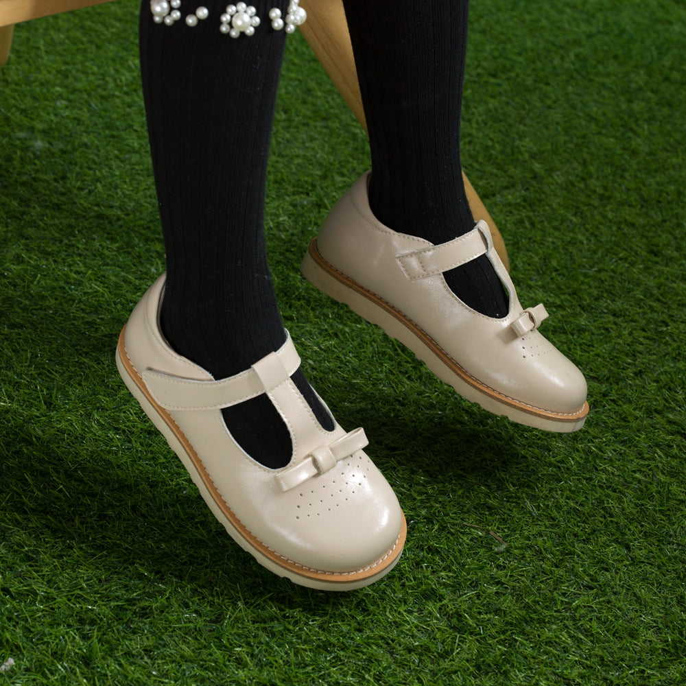 Little Bow Girl White Soft Sole T Bar Shoes