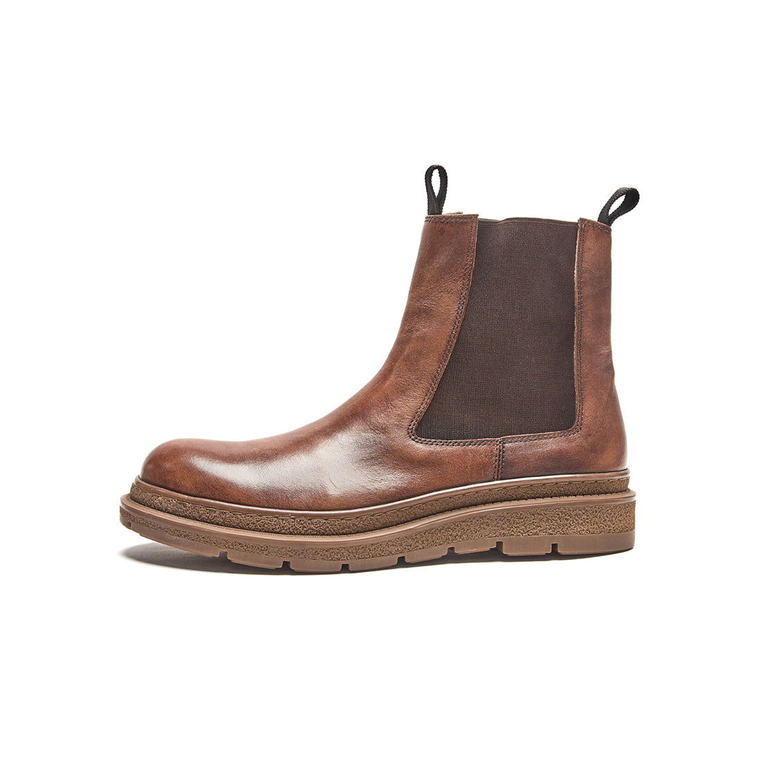 Minimalist Slip On Brown Leather Chelsea Boots