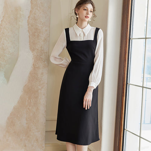 A line Black Dress with Square Neck   0cm