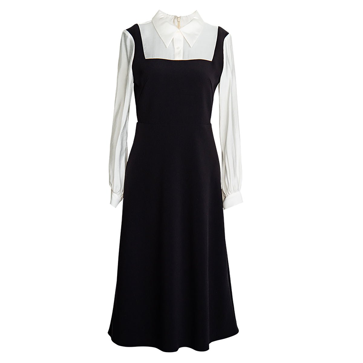 A-line Black Dress with Square Neck - 0cm