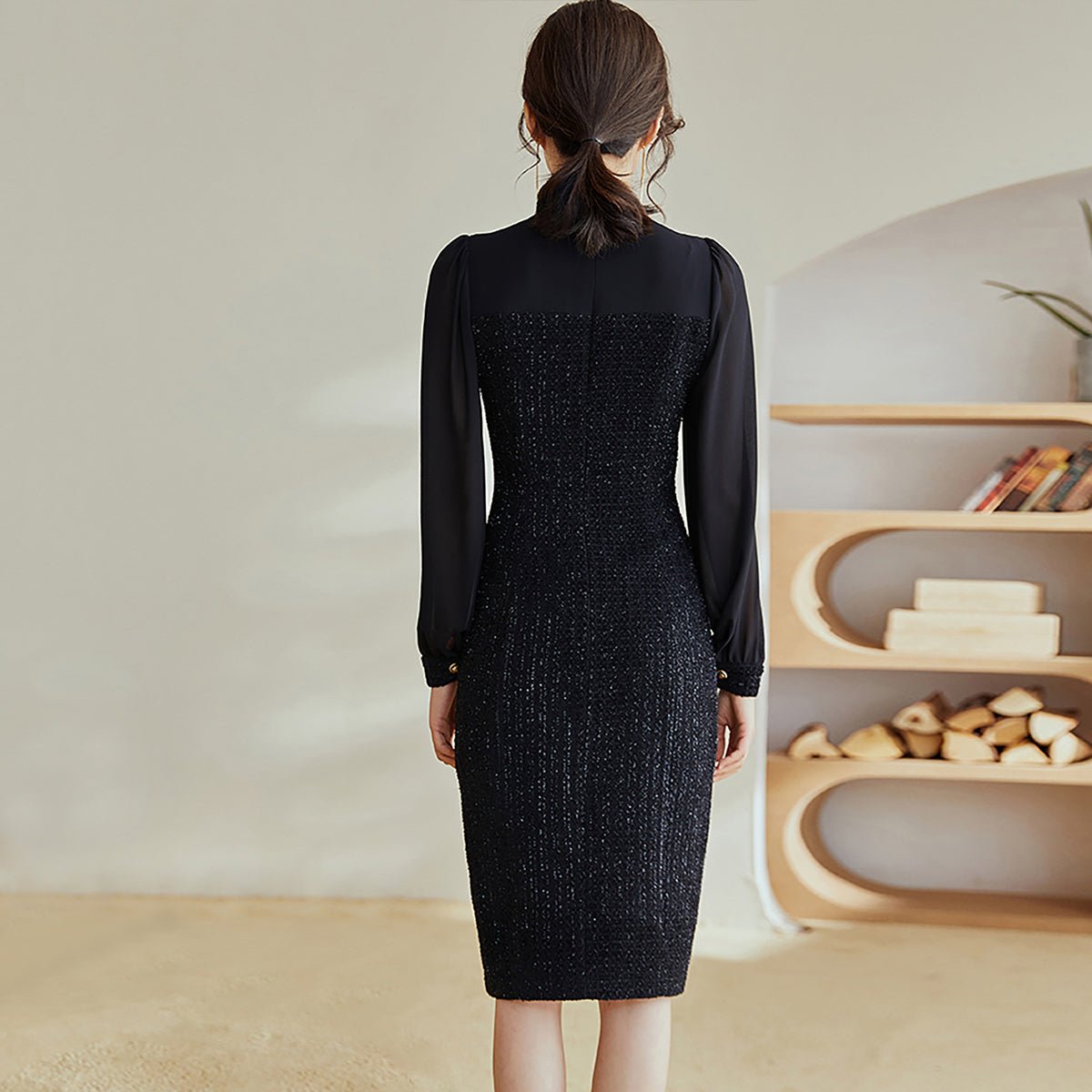 A Line Black Midi Dress   0cm