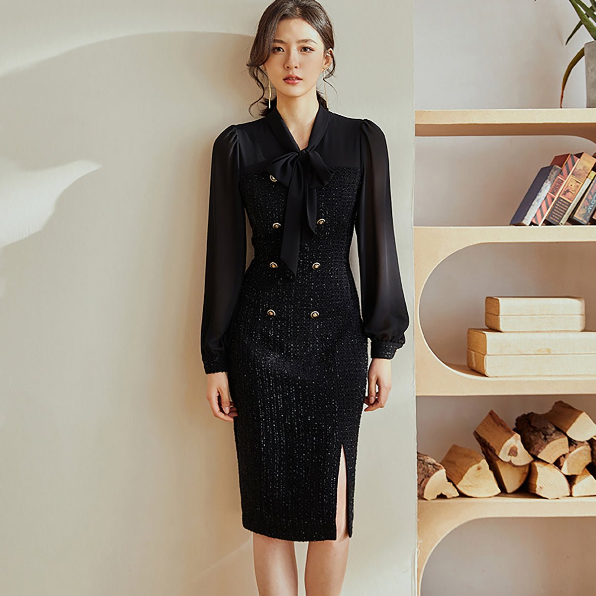 A Line Black Midi Dress   0cm