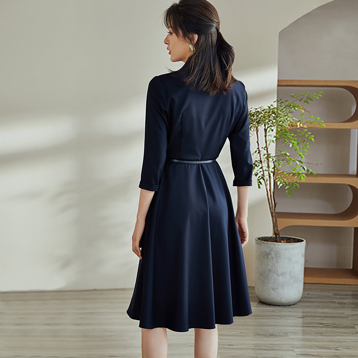 A Line Navy Dress   0cm