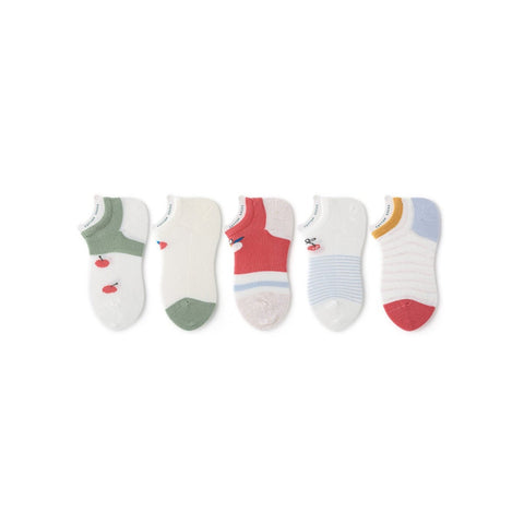 Above The Cloud Thin Mesh Breathable Girl 5pcs Ankle Socks Set