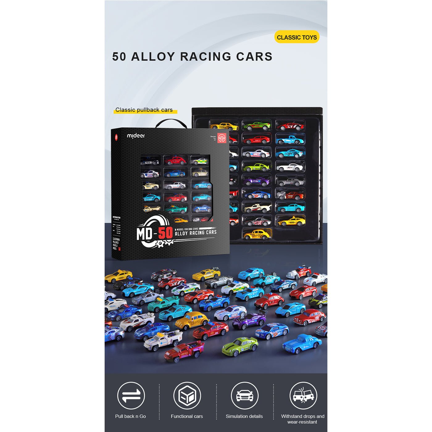 Alloy Classic Pullback Racing Cars 50pcs   0cm