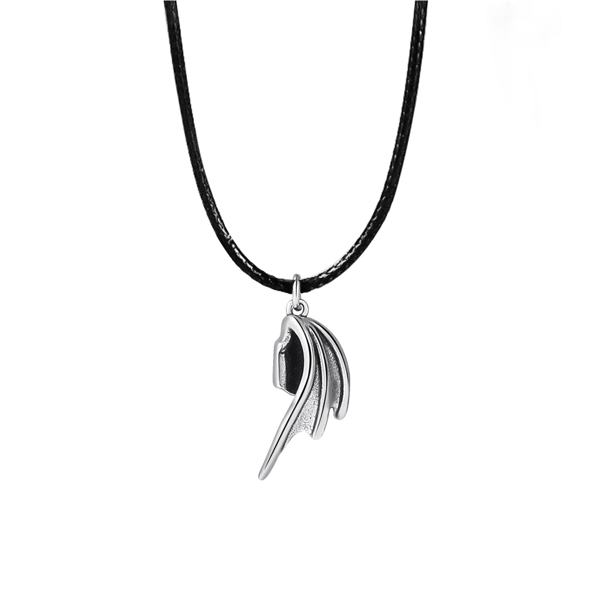 Angel &amp; Demon Silver Leather Necklace - 0cm