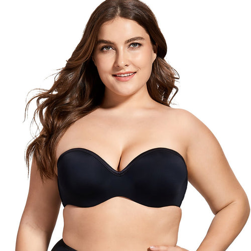 Anti slip Multiway Wear Convertible Black Strapless Bra