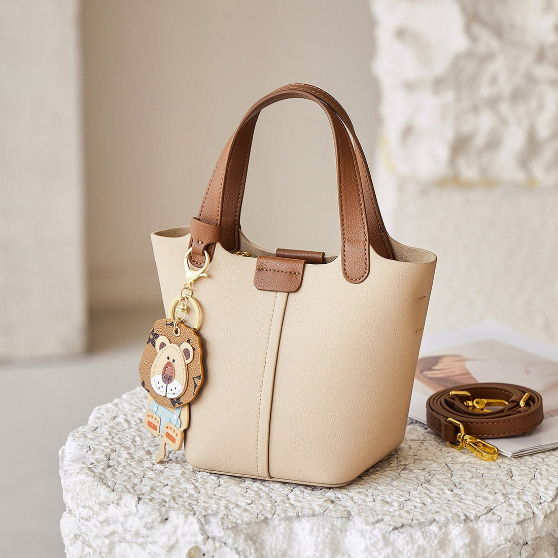 Apricot Luxury Leather Bucket Bag - 0cm