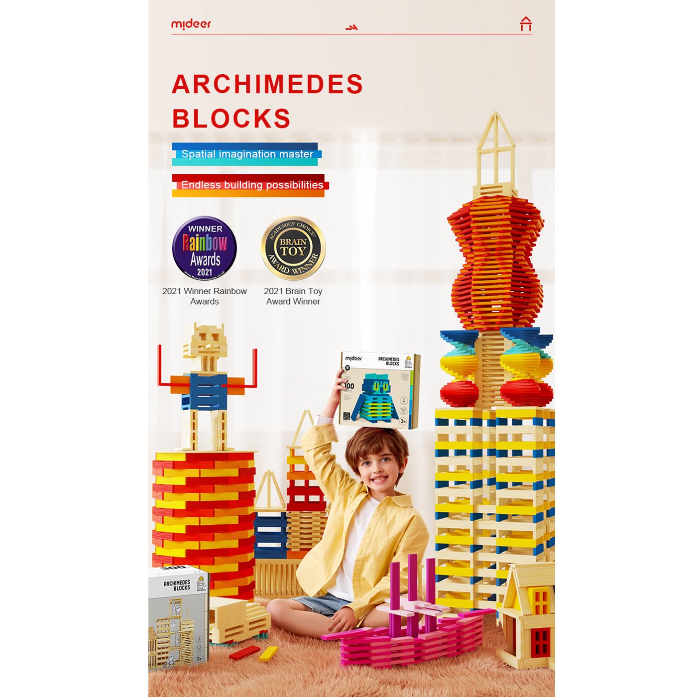 Archimedes Blocks 100pcs Black & White   0cm