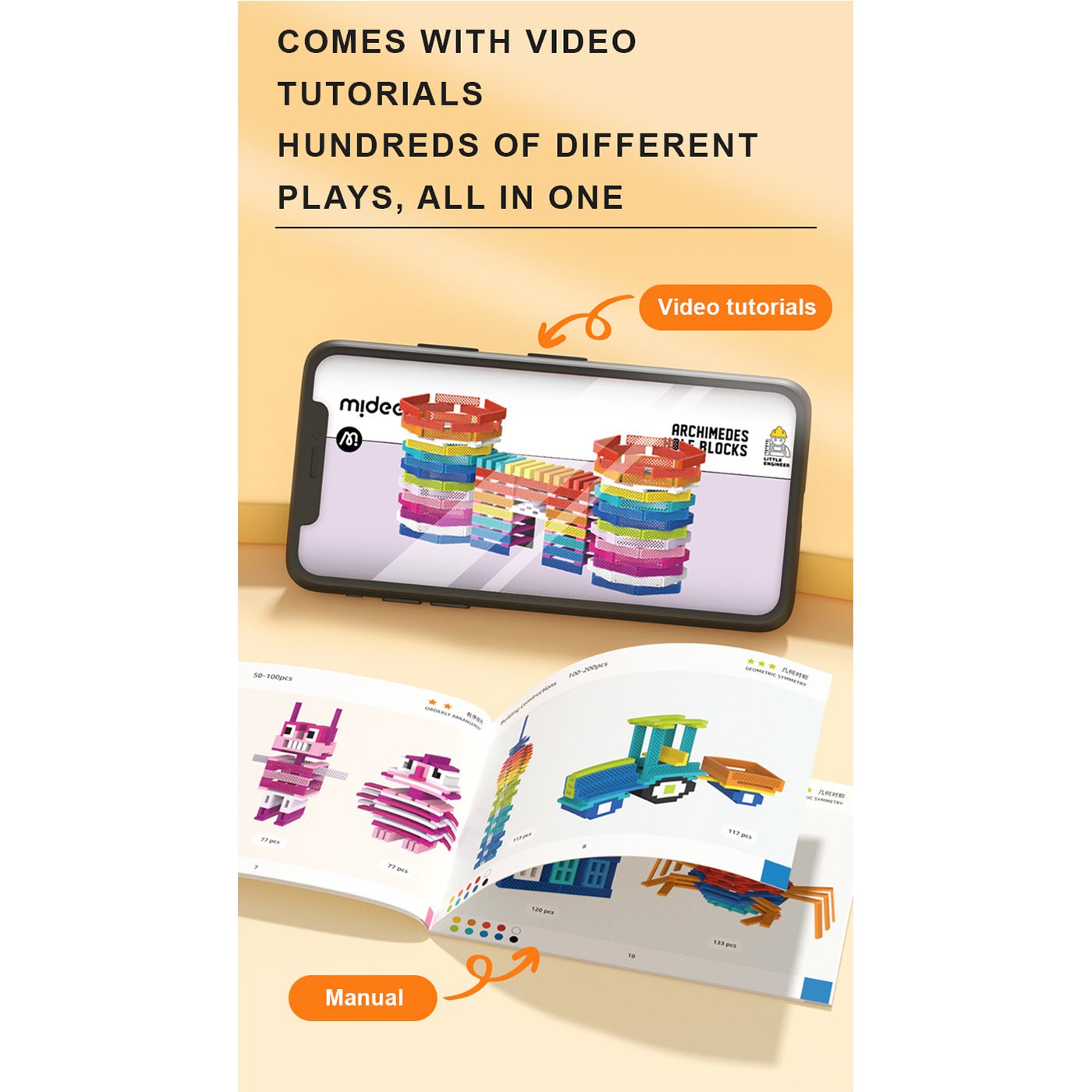 Archimedes Hole Blocks 100pcs Cool - 0cm