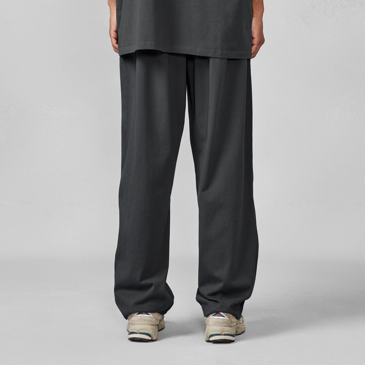 Baggy Drawstring Open Hem Charcoal Knitted Pants   0cm