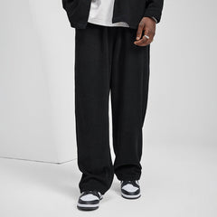 Baggy Fit Drape Black Corduroy Pants