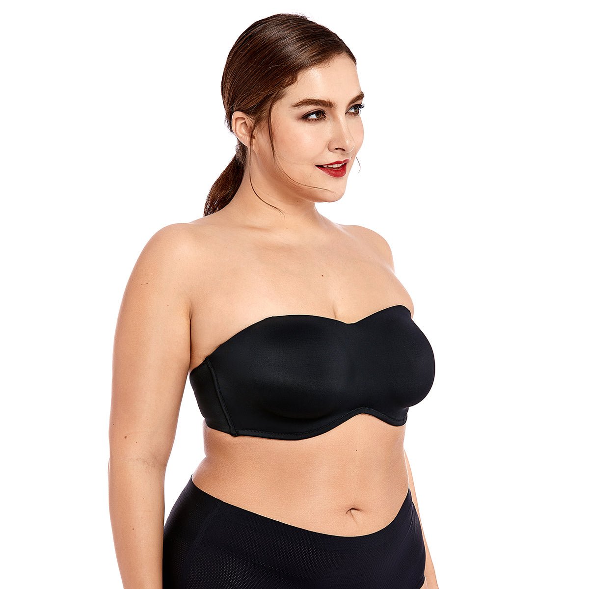Bandeau Minimizer Seamless Underwire Black Strapless Bra   0cm