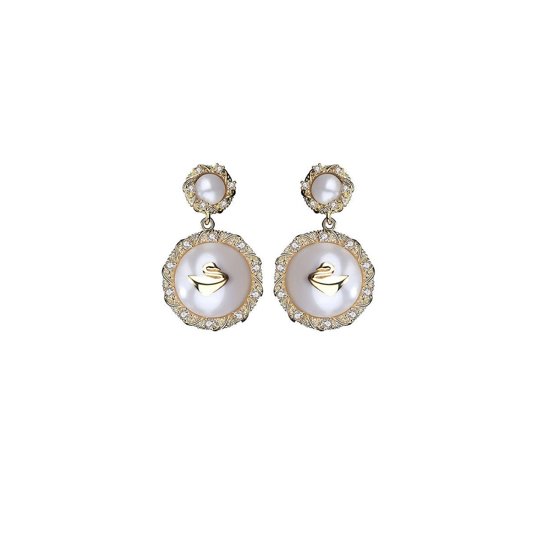 Baroque Swan Gold Earrings - 0cm