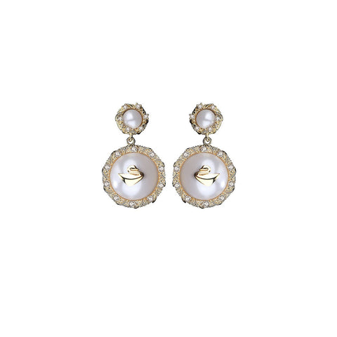 Baroque Swan Gold Earrings
