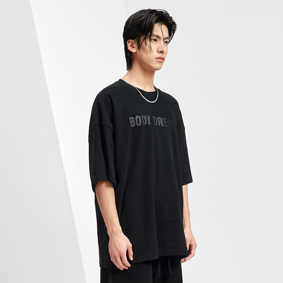 Basic Relaxed Fit Black On Black Logo Tee   0cm