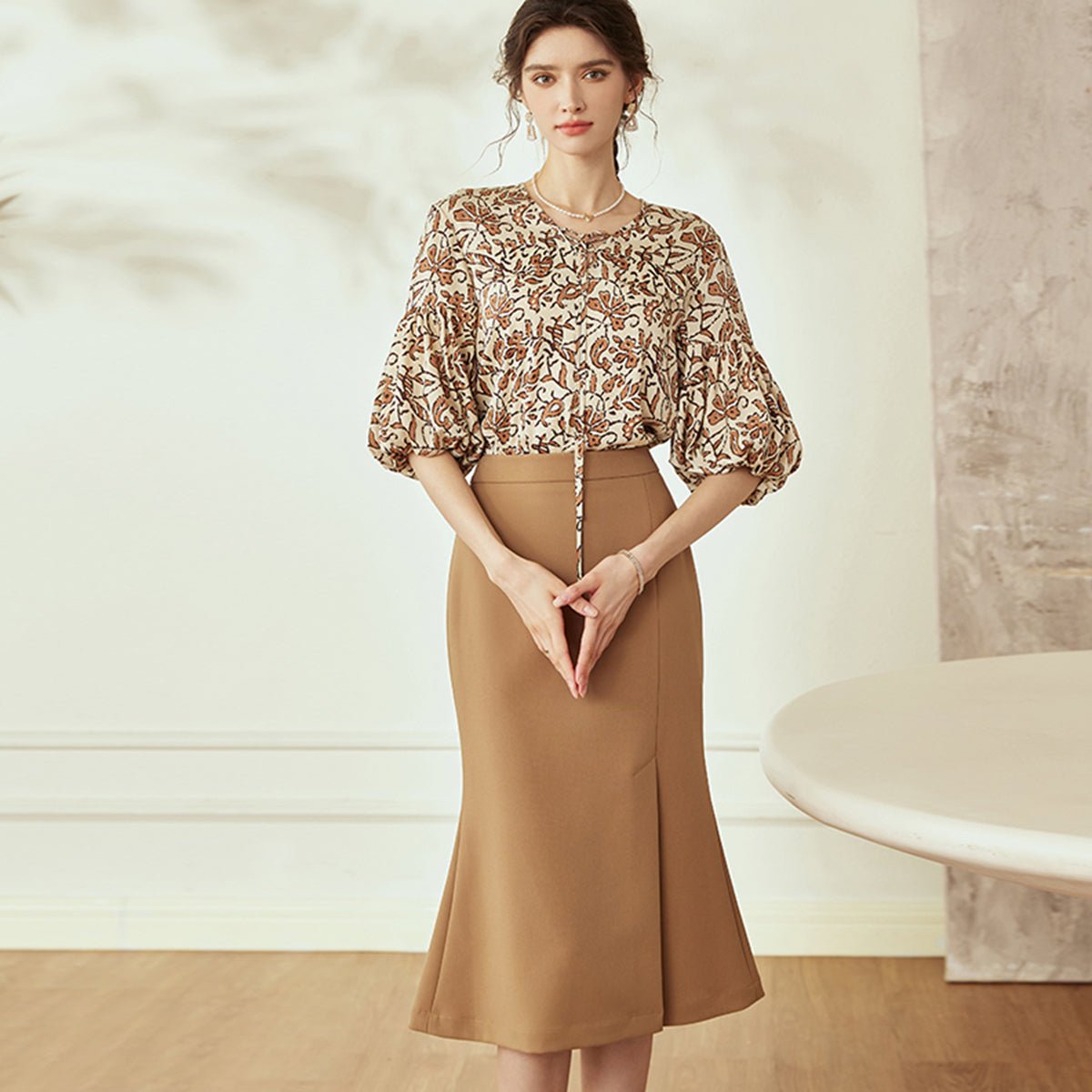 Beautiful Khaki Mermaid Skirt   0cm