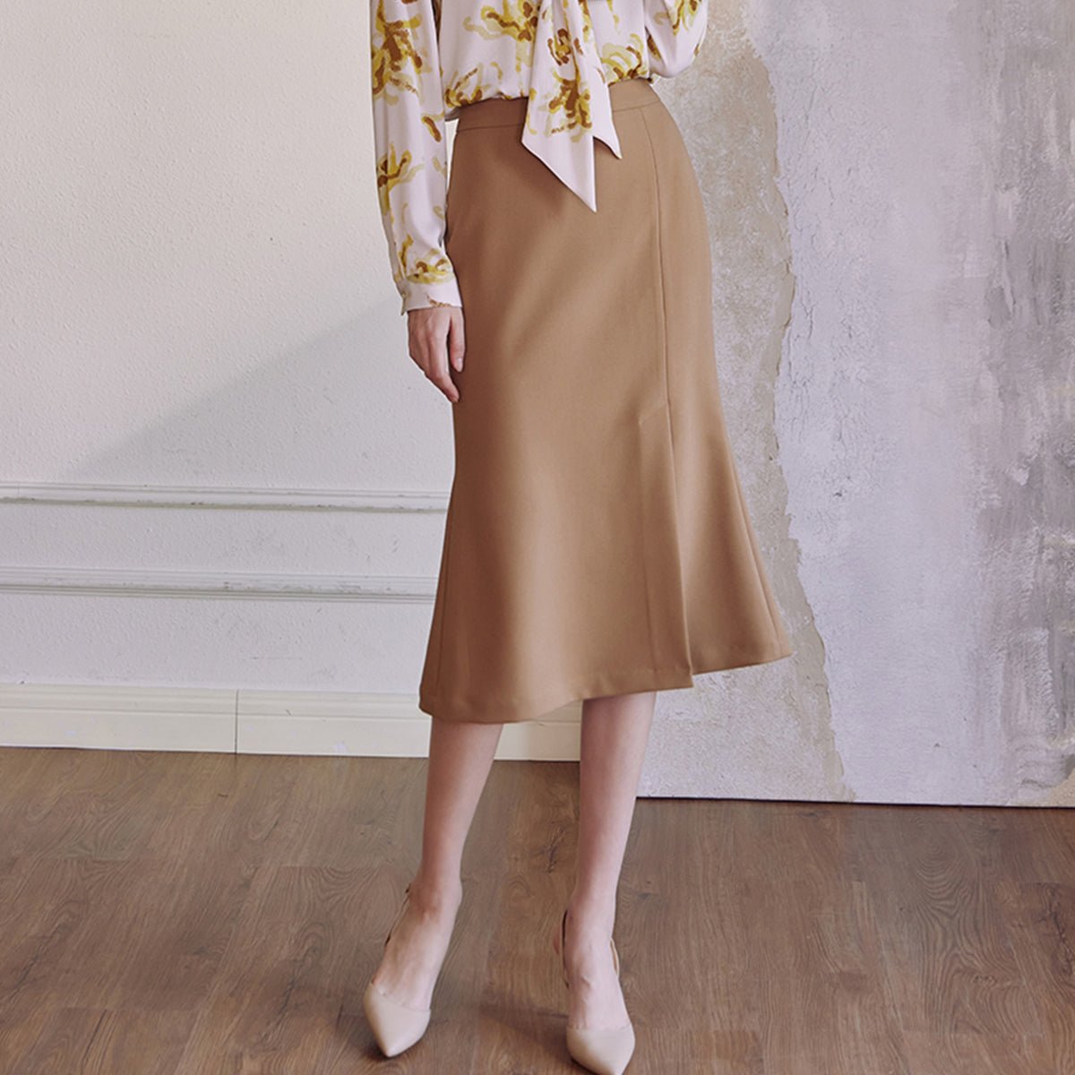 Beautiful Khaki Mermaid Skirt   0cm