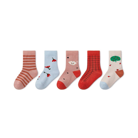 Beautiful Nature Thin Mesh Breathable Girl 5pcs Crew Socks Set
