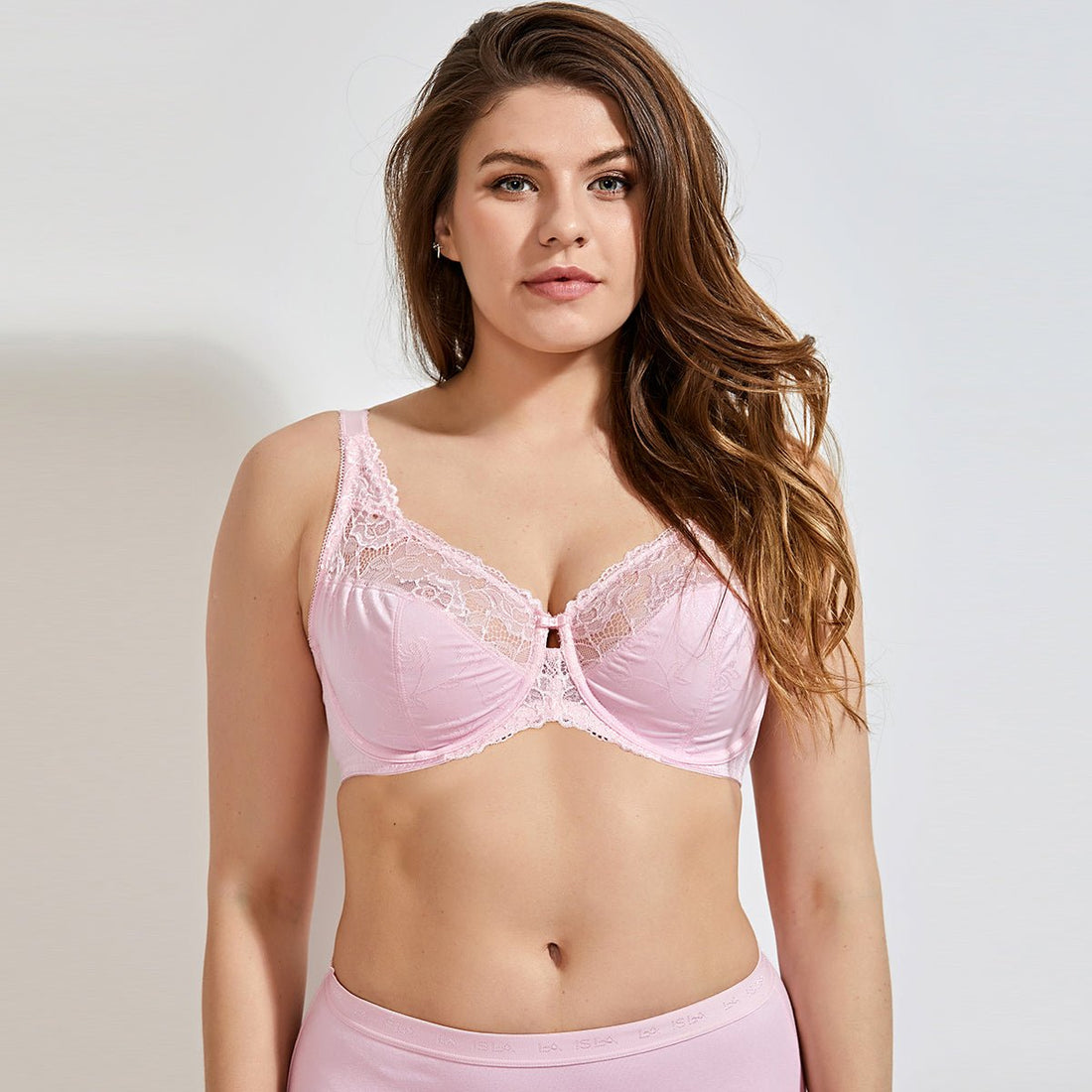 Big Bust Minimizer Underwire Unlined Pink Full Coverage Lace Bra - 0cm