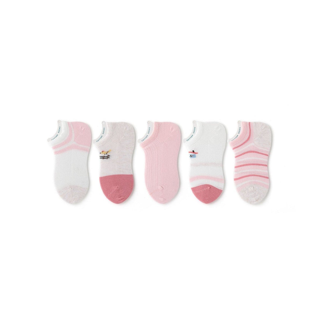 Birdy Song Thin Mesh Breathable Girl 5pcs Ankle Socks Set - 0cm