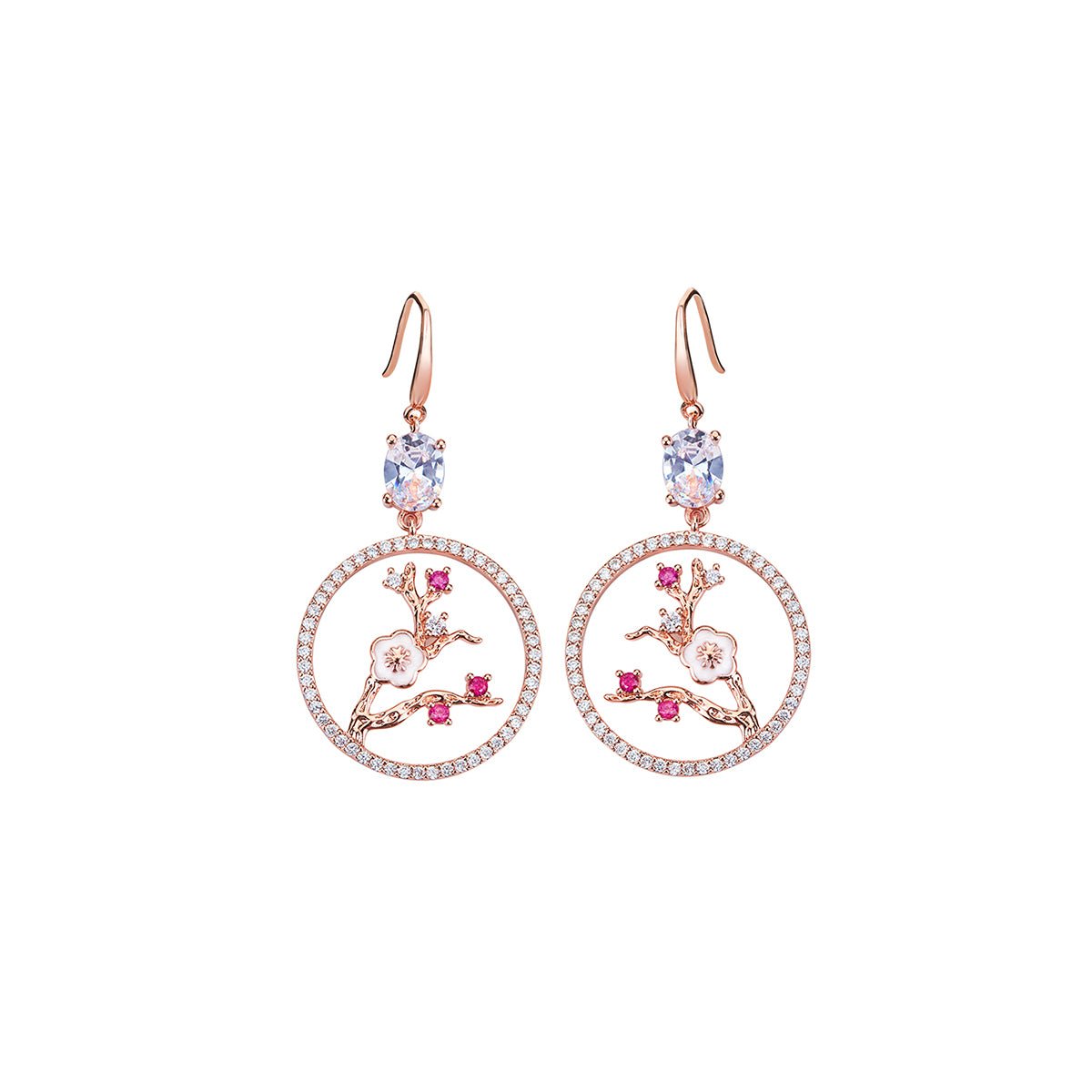 Bloom Plum Trees Rose Gold Earrings