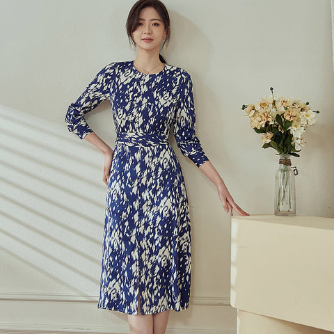 Bold Blue Animal Print Midi Dress
