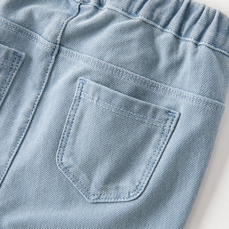 Bowknot Front slit Girl Lace Detail Blue Jeans   0cm