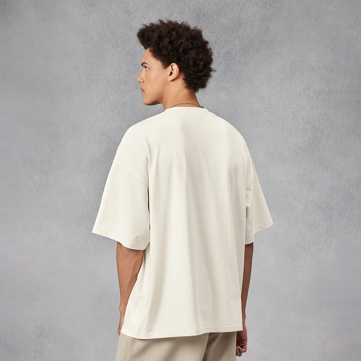 Boxy Fit Logo Flocked Ivory Athletic Tee   0cm