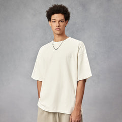 Boxy Fit Logo Flocked Ivory Athletic Tee