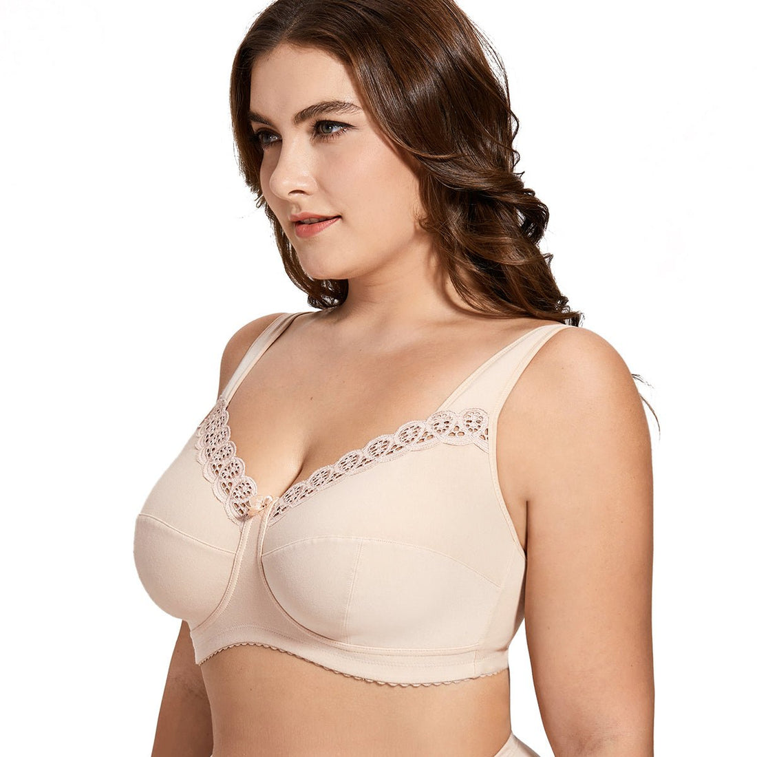 Breathable Two-layers Soft Cotton Wiress Nude Bra - 0cm