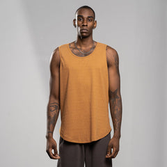 Breeze Breathable Elastic Loose Fit Orange Active Tank Top