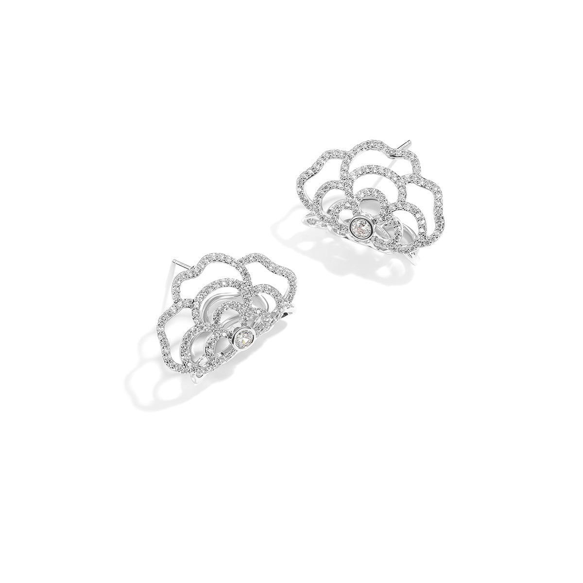 Brilliant Camellia Silver Earrings   0cm