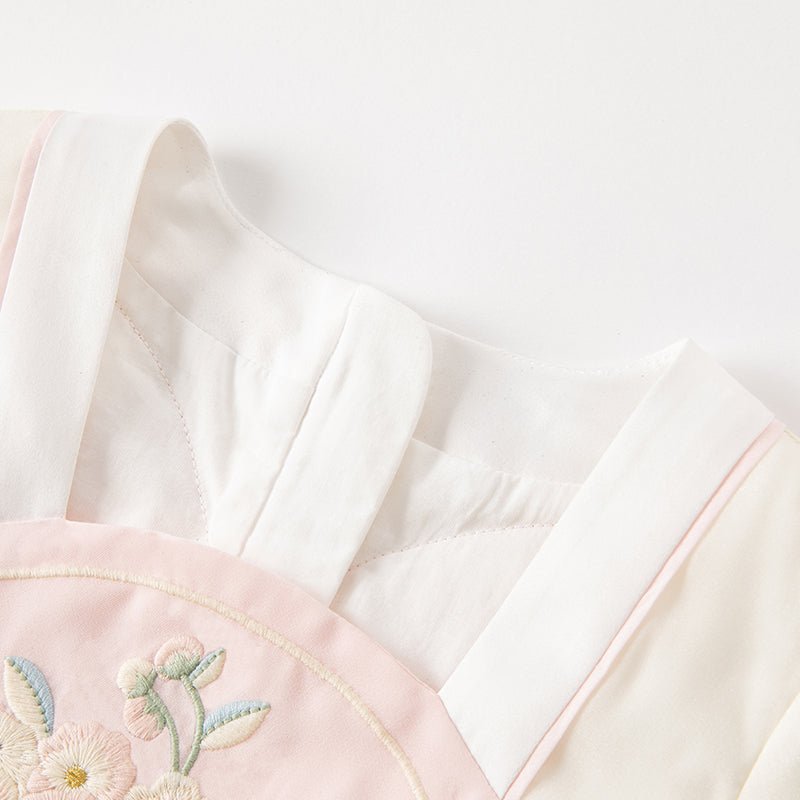 Butterfly Valley Embroidery Girl Mesh Pink Dress   0cm