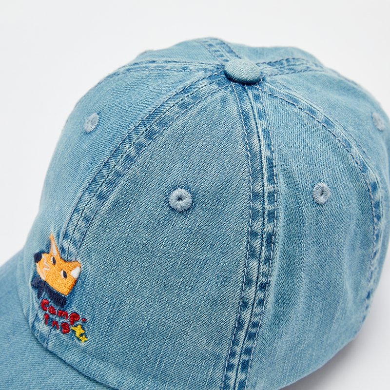 Camping Fox Boy Denim Blue Baseball Cap   0cm