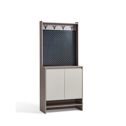 Cappuccino Taupe Shoe Cabinet With Coat Rack - 0cm