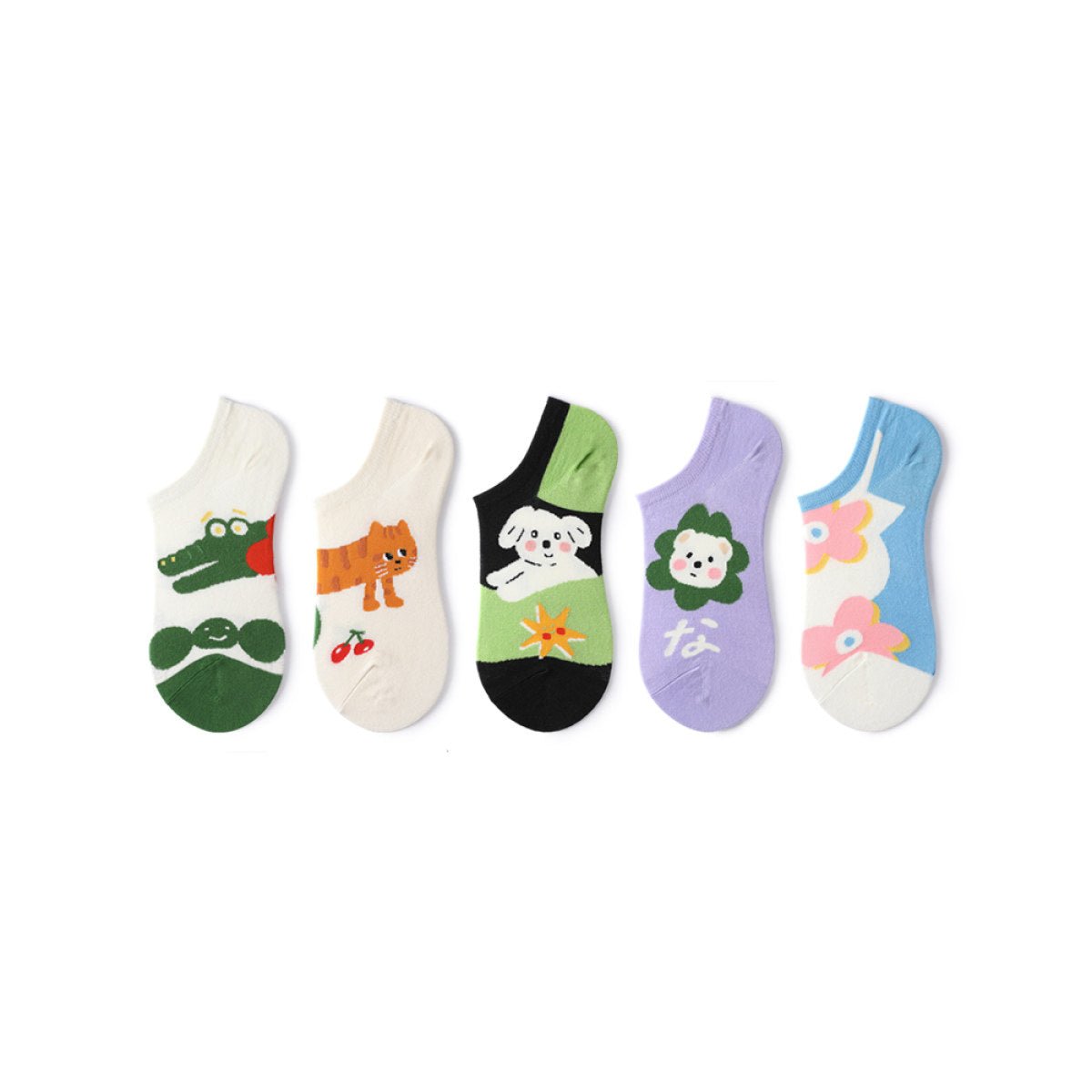 Cartoon Animals Summer Women 5pcs Ankle Socks Set - 0cm
